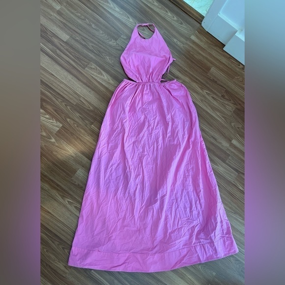 STAUD Apfel Pink Halter Cutout Sleeveless Maxi Dress - Picture 7 of 16